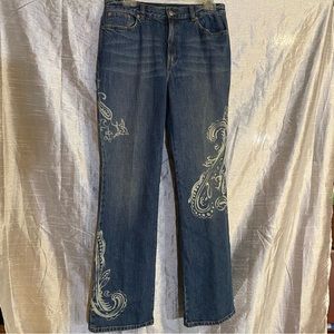 Lauren Jeans, Ralph Lauren, SZ 8, GUC, bleached paisley pattern, non stretch
